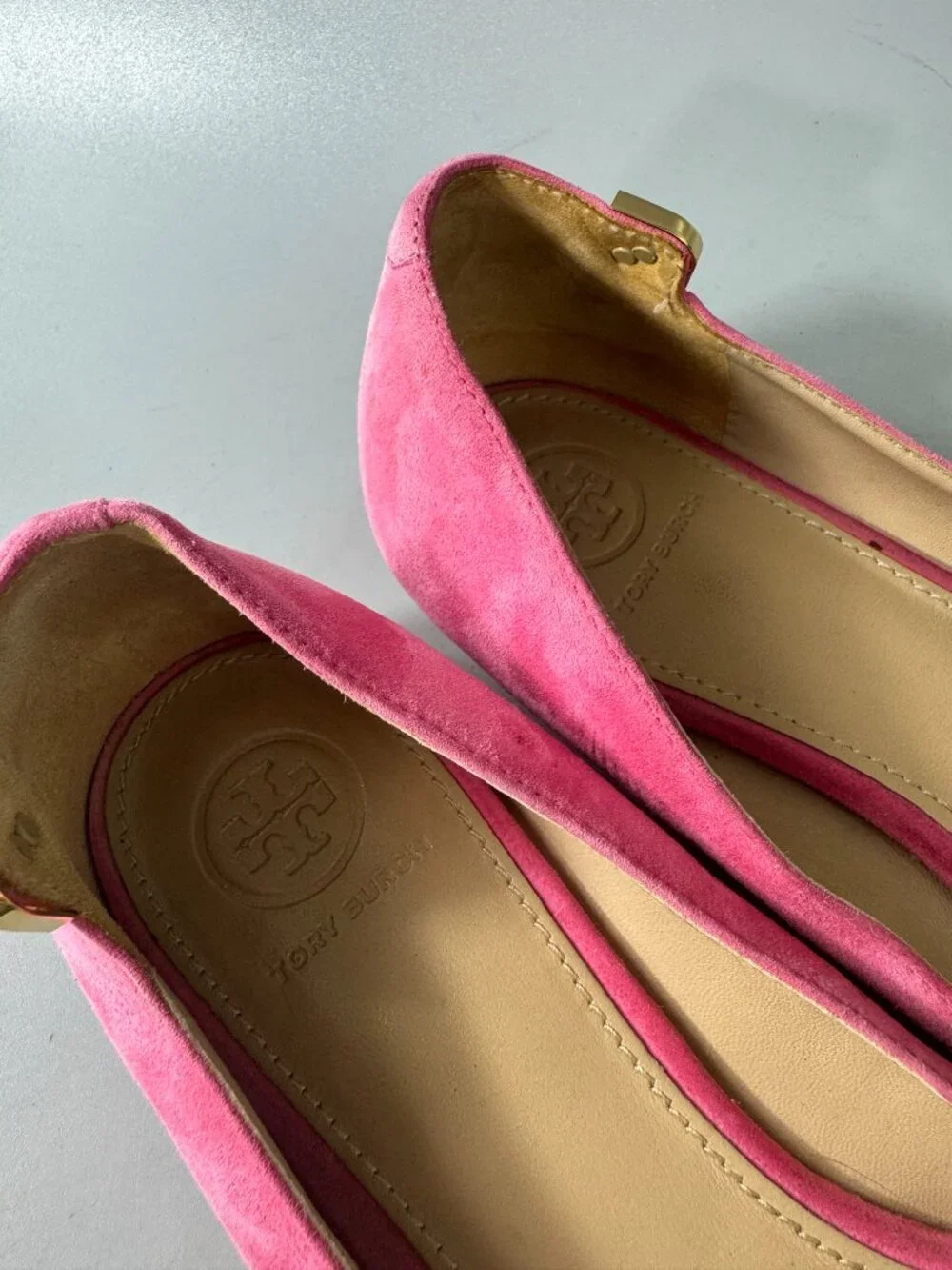 Tory Burch Pink Suede Pointed Flats, Size 7 M